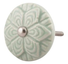 Sage Green Ceramic Flower Cabinet Knobs Online